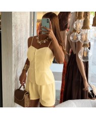 CONJUNTO TIPO LINO AMARILLO MANTEQUILLA