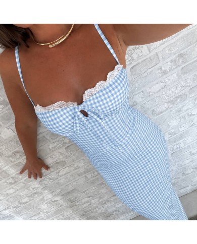 VESTIDO VICHY AJUSTADO CELESTE