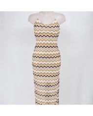 VESTIDO PUNTO RAYAS BEIGE
