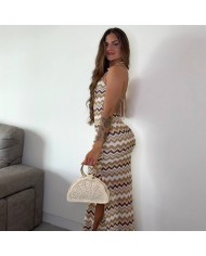 VESTIDO PUNTO RAYAS BEIGE