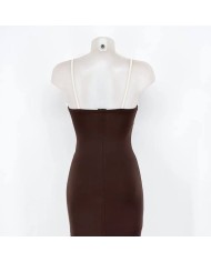 VESTIDO BICOLOR CHOCO