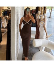 VESTIDO BICOLOR CHOCO