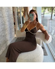 VESTIDO BICOLOR CHOCO