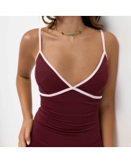 VESTIDO BICOLOR VINO
