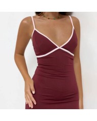 VESTIDO BICOLOR VINO