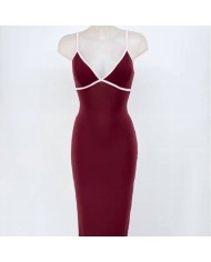 VESTIDO BICOLOR VINO