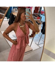 CONJUNTO TRIÁNGULO VICHY ROJO