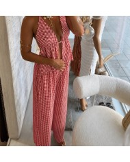CONJUNTO TRIÁNGULO VICHY ROJO